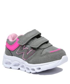 Sneakers με Αυτοκόλλητα και Φωτάκια Led Γκρι 19-24 B6880-GR