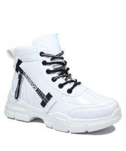 Sneakers Μποτάκια Λευκά Λουστρίνι. SN-156-LF