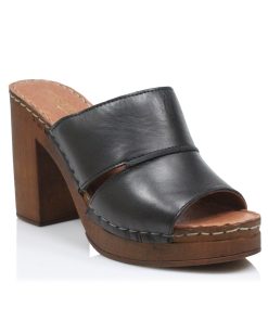 Mules Δέρμα με Memory foam Μαύρο Ιταλικής Κατασκευής 7112021-MR