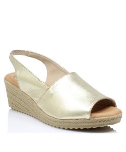 Peep toe Δέρμα με Memory Foam Χρυσό Ισπανικής Κατασκευής 0253001-XS