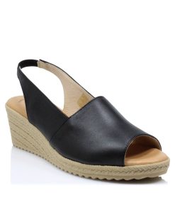 Peep toe Δέρμα με Memory Foam Μαύρο Ισπανικής Κατασκευής 0253001-MR
