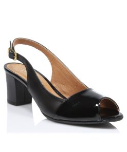 Πέδιλα Δέρμα Peep Toe Ανατομικά Μαύρο Jianni di kappa 4709-MR