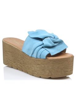 Flatforms Δερμάτινα Σιέλ Καστόρι Ελληνικής Κατασκευής FLF-381-K-SL