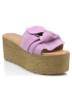 Flatforms Δερμάτινα Μωβ Καστόρι Ελληνικής Κατασκευής FLF-381-K-MV
