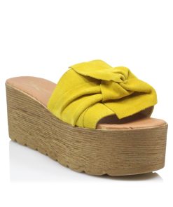 Flatforms Δερμάτινα Κίτρινο Καστόρι Ελληνικής Κατασκευής FLF-381-K-KT