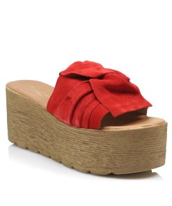 Flatforms Δερμάτινα Κόκκινο Καστόρι Ελληνικής Κατασκευής FLF-381-K-KN