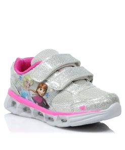Sneakers Frozen με Φωτάκια και Αυτοκόλλητα Ασημί 25-30 X1904-AS