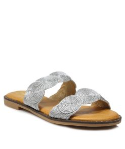 Flats Πλεκτά Ασημί με Memory Foam Ελληνικής Κατασκευής Jk 550-FL-AS