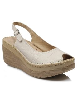 Peep toe Ανατομικά Δέρμα Μπεζ Ελληνικής Κατασκευής 632-DKR-MZ