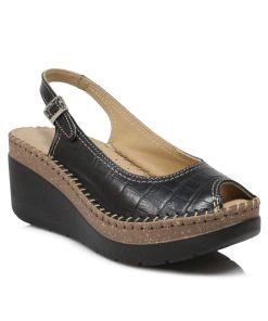 Peep toe Ανατομικά Δέρμα Μαύρο Ελληνικής Κατασκευής 236-DKR-MR