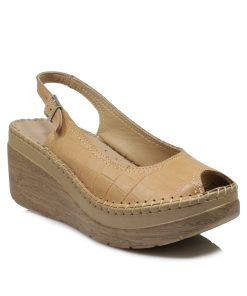 Peep toe Ανατομικά Δέρμα Ταμπά Ελληνικής Κατασκευής 632-DKR-TM