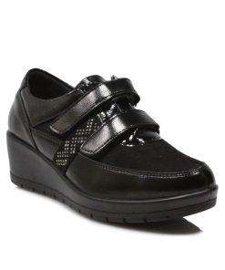 Sneakers Ανατομικά Μαύρα με Αυτοκόλλητα Jianni di kappa 210-SN-MR