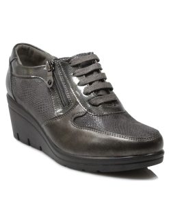 Sneakers Comfort με κορδόνια και Φερμουάρ Γκρι Jk 610-SN-GR