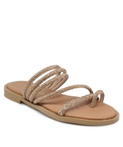 Flats Σανδάλια με Strass και Memory Foam Χαλκός Χειροποίητα Jianni di k 102-FL-XL