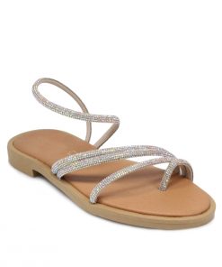 Flats Σανδάλια με Strass και Memory Foam Ιριδίζον Χειροποίητα Jianni di k 104-FL-AS