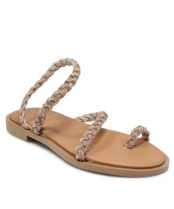 Flats Σανδάλια με Strass και Memory Foam Χαλκός Χειροποίητα Jianni di k 114-FL-XL