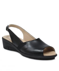 Peep toe Δερμάτινα Ανατομικά Χειροποίητα Μαύρα 3008-MR