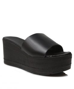 Πλατφόρμες Δερμάτινες με Memory Foam Μαύρες Χειροποίητες Jianni di k 6510-FLF-MR