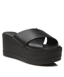 Πλατφόρμες Δερμάτινες με Memory Foam Μαύρες Χειροποίητες Jianni di k 6511-FLF-MR