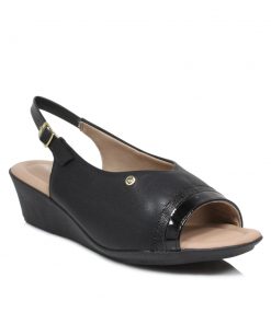Peep toe Δερμάτινα Ανατομικά με Memory Foam Μαύρα Piccadilly 860351-MR