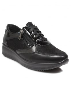 Sneakers Comfort με κορδόνια και Φερμουάρ Μαύρα Jianni d kapa 220-SN-MR