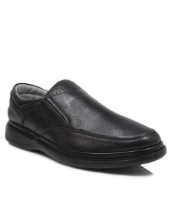 Slip on Ανατομικά από Μαλακό Δέρμα με Λάστιχο Μαύρα Tsoukalas anatomic 208-MK-MR