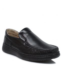 Slip on Ανατομικά από Μαλακό Δέρμα με Λάστιχο Μαύρα Jianni di k 300-MK-MR