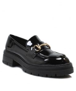 Loafers Μαύρα με Μεταλικό Διακοσμητικό και Αφρώδη Πάτο Jianni di k 46-LF-MR