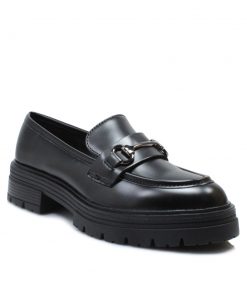 Loafers Μαύρα με Μεταλικό Διακοσμητικό και Αφρώδη Πάτο Jianni di k 56-LF-MR