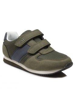 Sneakers σε Συνδιασμό Υλικών Vegan Χακί με Αυτοκόλλητα 31-38 ΧΤΙ 57795-XK
