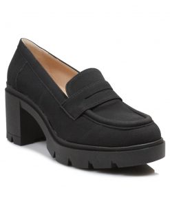 Loafers Ψηλοτάκουνα Μαύρα Σουέτ jianni di k 6002-LF-MR