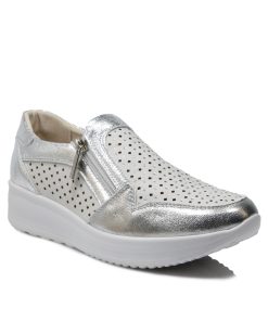 Sneakers Ανατομικά με Strass και Φερμουάρ Ασημί Jk 53-SN-AS