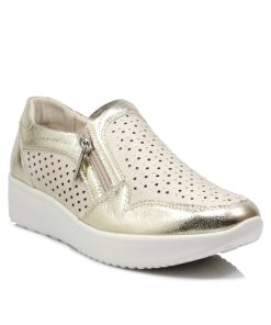 Sneakers Ανατομικά με Strass και Φερμουάρ Χρυσά Jk 53-SN-XS