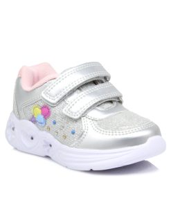 Sneakers με Αυτοκόλλητο και Φωτάκια Ασημί Jianni d kapa 510-SN-AS