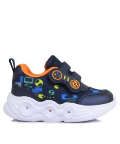 Sneakers με Φωτάκια και Αυτοκόλλητα Μπλε 20-25 Jianni d kapa 050-SN-ML