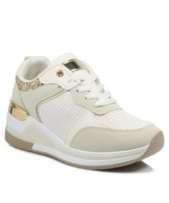 Sneakers με Glitter και Memory Foam Μπεζ Jianni d kapa 223-SN-MZ