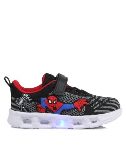 Sneakers Spiderman με Φωτάκια και Αυτοκόλλητο Μαύρα 25-35 258-SN-MR